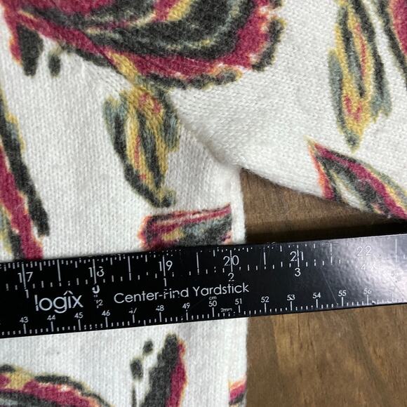 LOFT Womens Sweater White Multi Paisley Raglan V Neck Long Sleeve Pullover Large - Picture 8 of 12